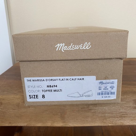 Madewell The Marisa d'Orsay Flat in Spotted Calf Hair Size 8 - Picture 10 of 11